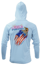 Load image into Gallery viewer, Ugly Fishing American Flag Redfish Long Sleeve hooded performance shirt