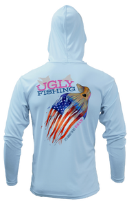 Ugly Fishing American Flag Redfish Long Sleeve hooded performance shirt