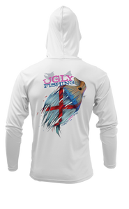 Ugly Fishing Alabama's State Flag Redfish Long Sleeve hooded performance shirt