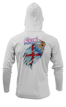 Load image into Gallery viewer, Ugly Fishing Alabama&#39;s State Flag Redfish Long Sleeve hooded performance shirt